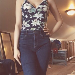 Flower Open Back Bodysuit